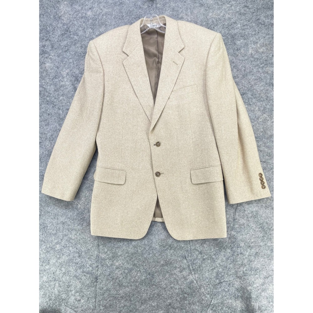 Versini Blazer Mens 44 Regular Beige 100% Silk Two‎ Button Textured Sport Coat